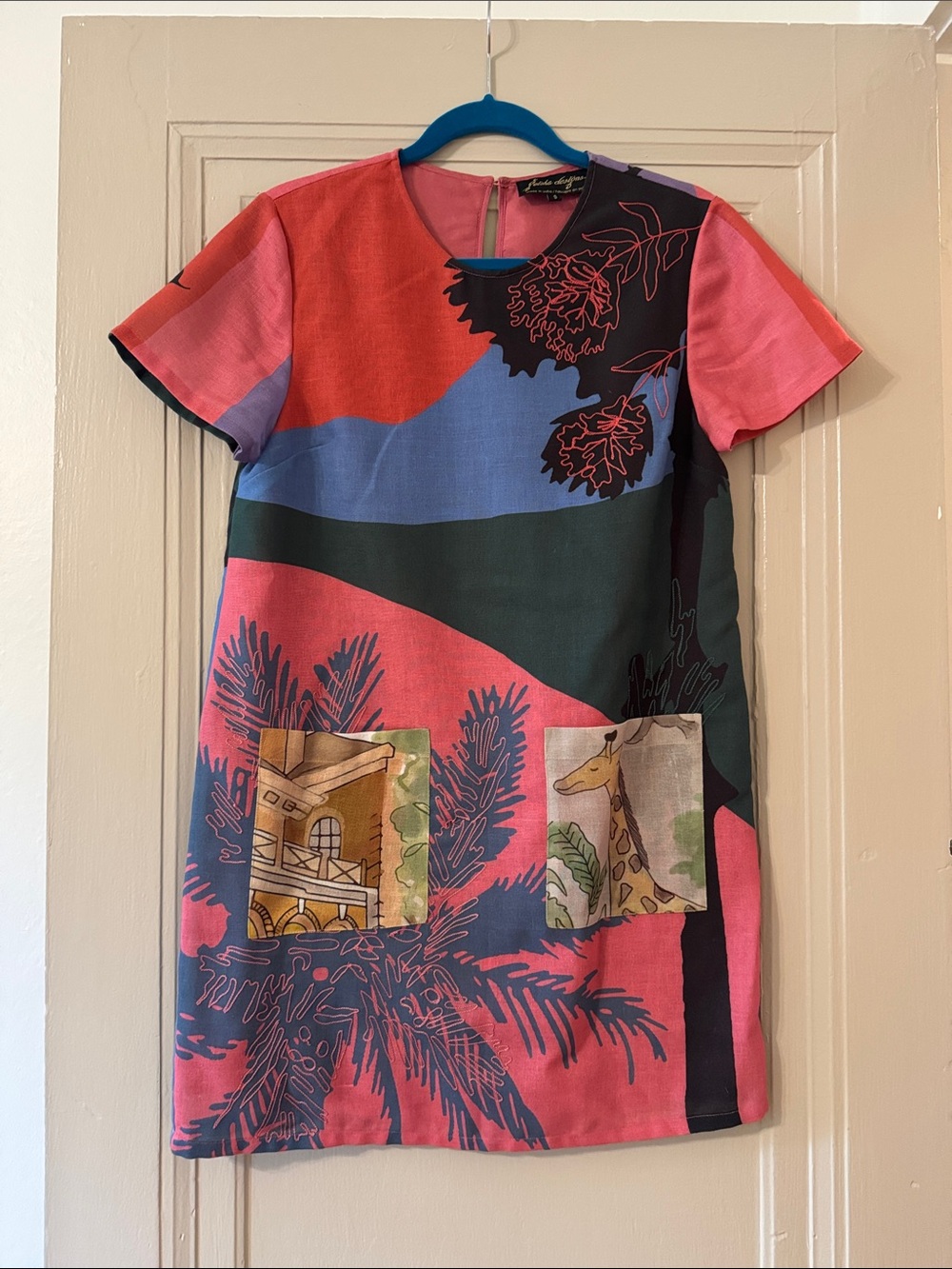 Anthropologie Multi-Color Tropical Patch Pocket Mini Dress